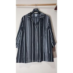 Catherine's Black/White Striped Shirt Sz 3X